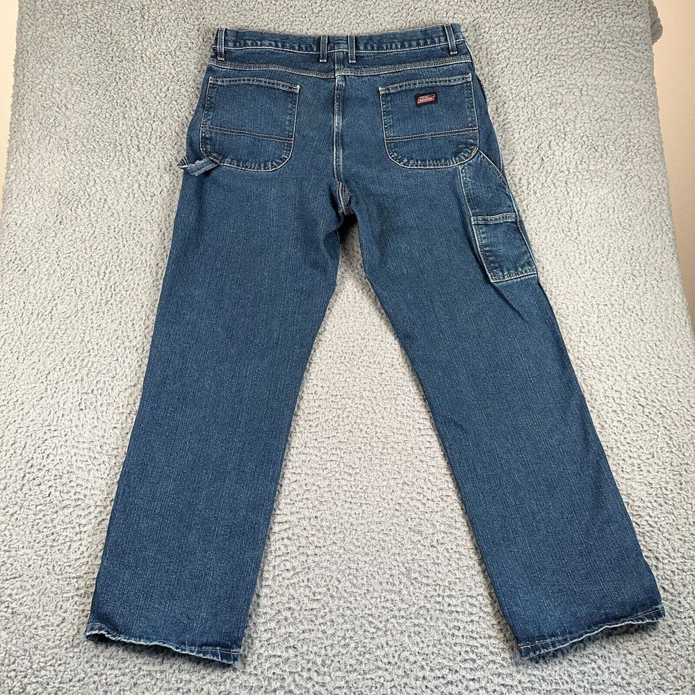 Dickies Denim Jeans Carpenter Pants Men 38x32 Trousers‎ Baggy Workwear Blue - Picture 11 of 16